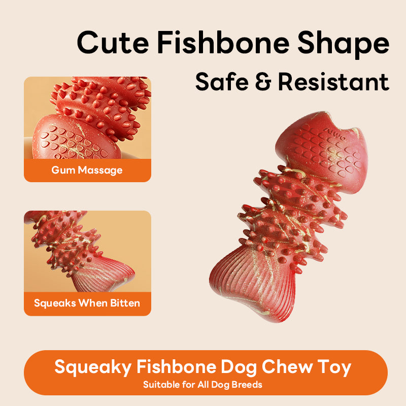 Fish Bone Squeaky Dog Chew Toy